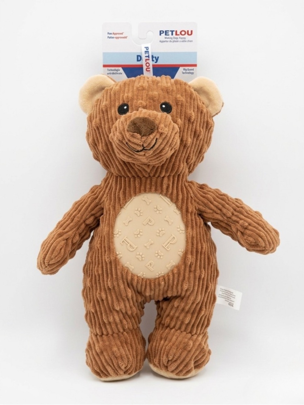 Petlou Brown Dotty‎ and Friend Teddy Bear Dog Toy with Chew-Friendly Belly